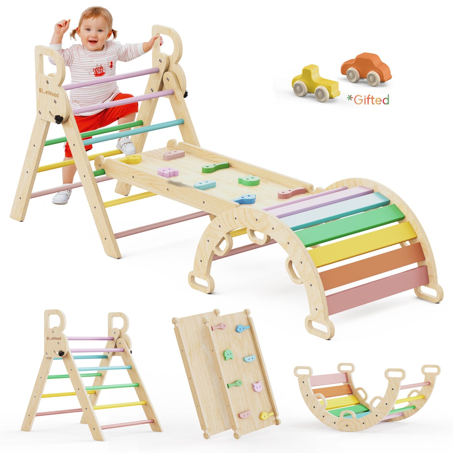 Set Triangulaire Pikler  – Arc et Rampe Arc-en-Ciel